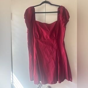 Wild Fable Red Puff Sleeve Babydoll Dress Cottagecore Square Neck 2X